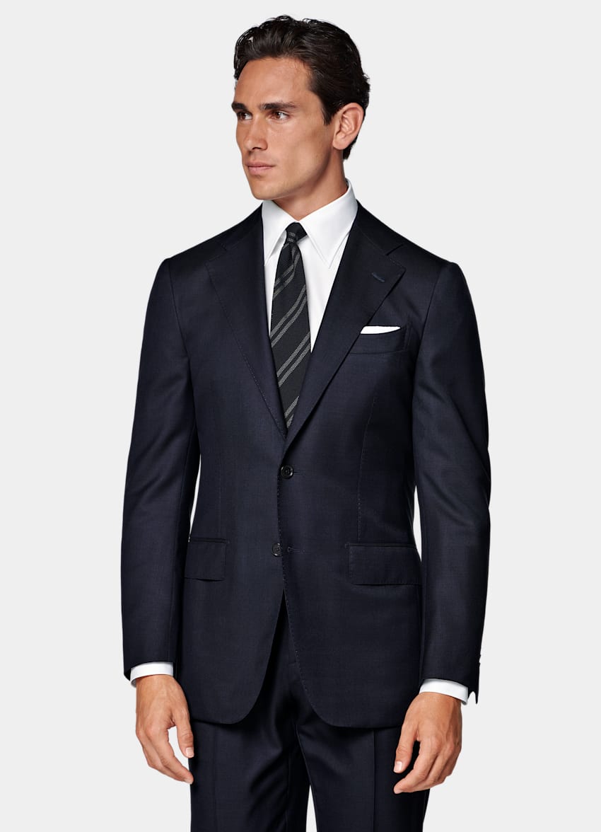 SUITSUPPLY All Season Pure S150's Wool by E.Thomas, Italy Navy Tailored Fit Milano Suit