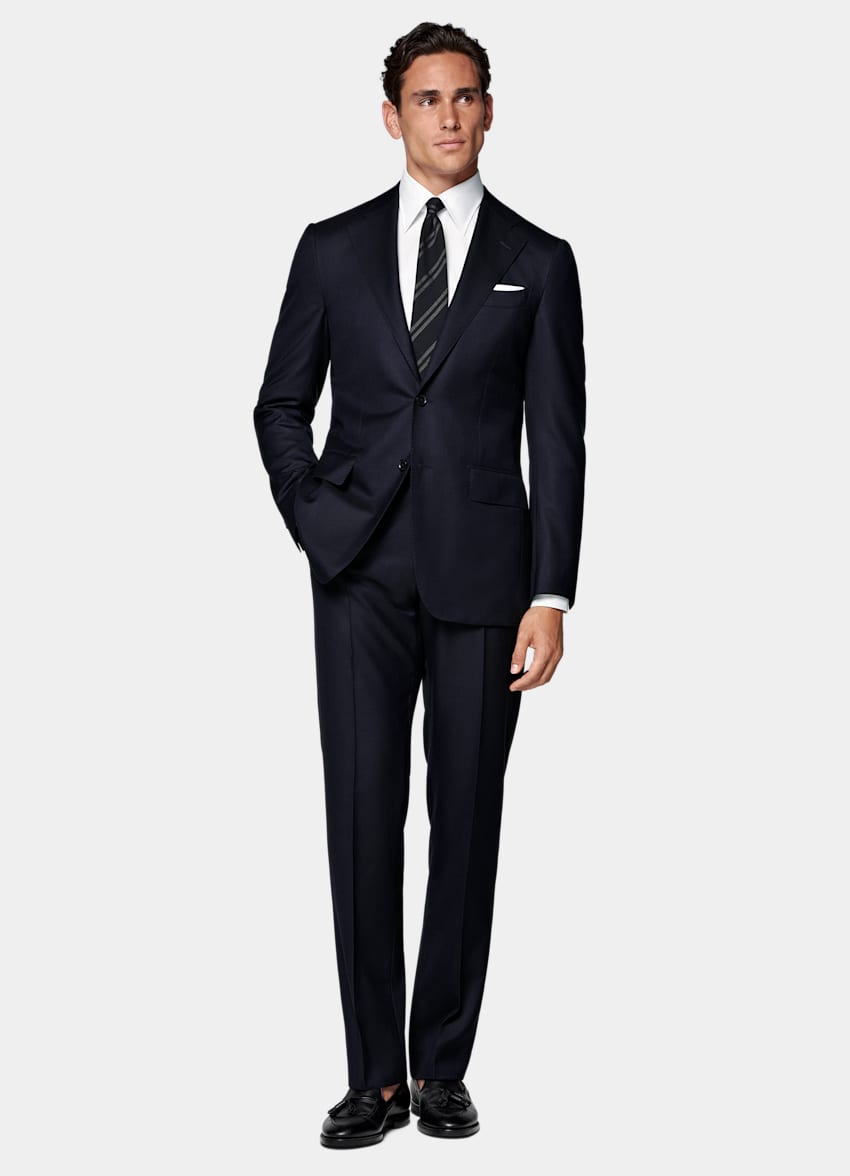 SUITSUPPLY All Season Pure S150's Wool by E.Thomas, Italy Navy Tailored Fit Milano Suit