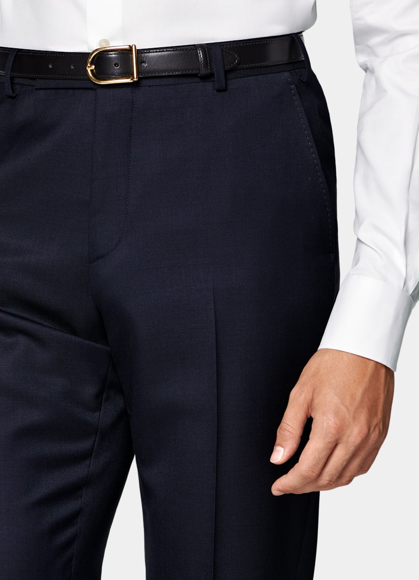 SUITSUPPLY All Season Pure S150's Wool by E.Thomas, Italy Navy Tailored Fit Milano Suit