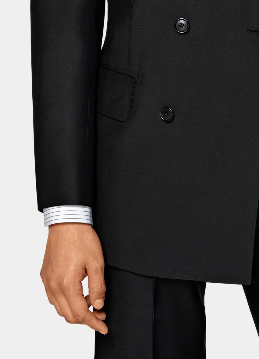 SUITSUPPLY All Season Wool Silk by Piacenza, Italy Black Tailored Fit Milano Suit