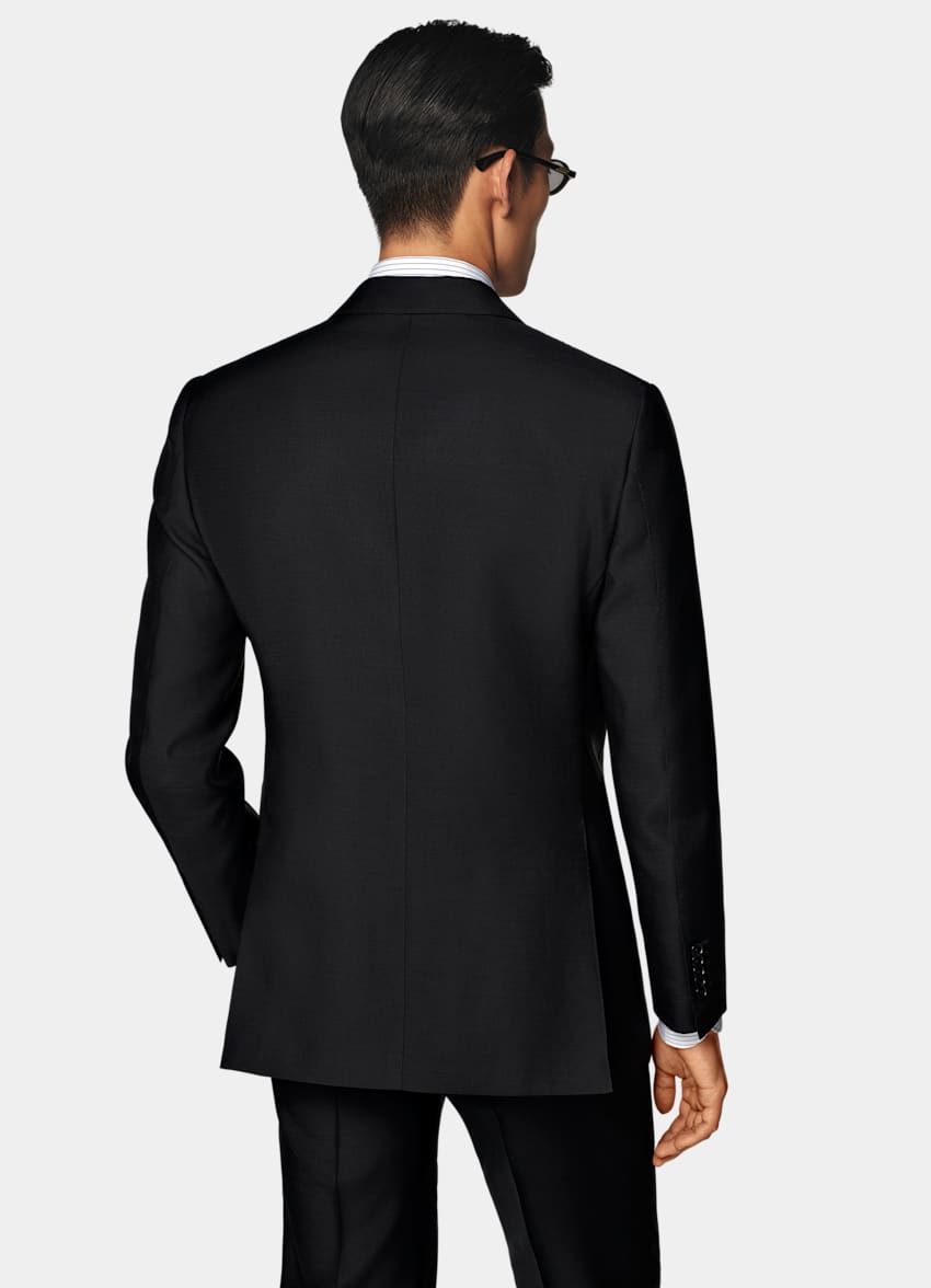 SUITSUPPLY All Season Wool Silk by Piacenza, Italy Black Tailored Fit Milano Suit