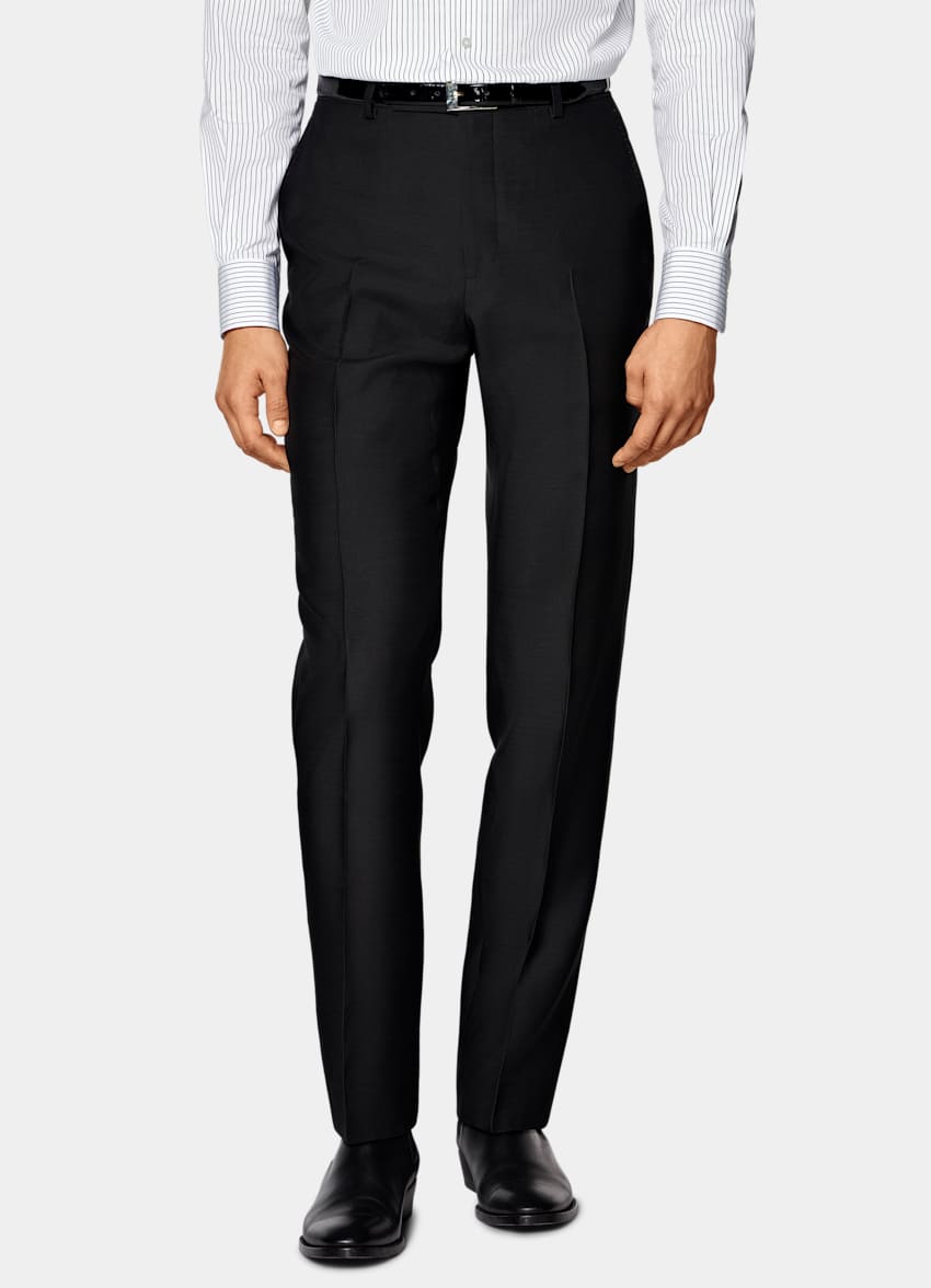 SUITSUPPLY All Season Wool Silk by Piacenza, Italy Black Tailored Fit Milano Suit