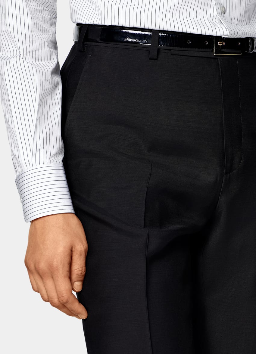 SUITSUPPLY All Season Wool Silk by Piacenza, Italy Black Tailored Fit Milano Suit