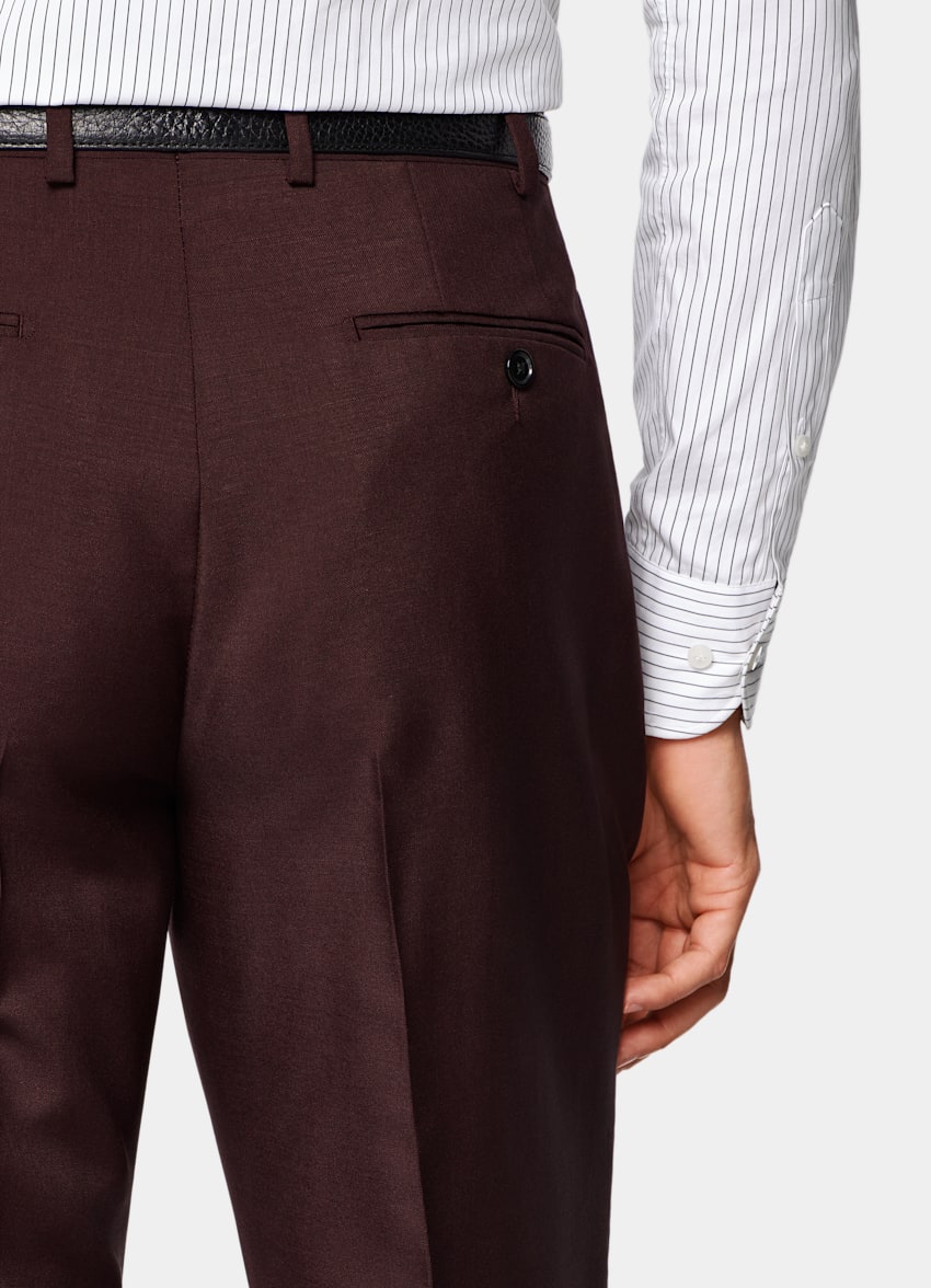 SUITSUPPLY All Season Wool Mohair by Vitale Barberis Canonico, Italy Burgundy Tailored Fit Havana Suit