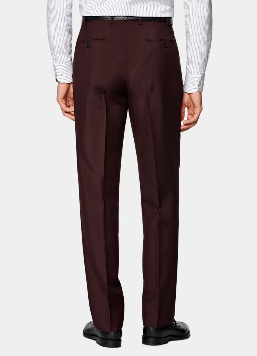 SUITSUPPLY All Season Wool Mohair by Vitale Barberis Canonico, Italy Burgundy Tailored Fit Havana Suit