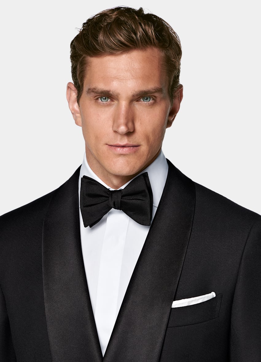 SUITSUPPLY All Season Pure Wool by Vitale Barberis Canonico, Italy Black Tailored Fit Milano Tuxedo