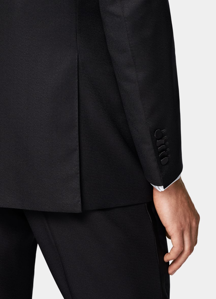 SUITSUPPLY All Season Pure Wool by Vitale Barberis Canonico, Italy Black Tailored Fit Milano Tuxedo