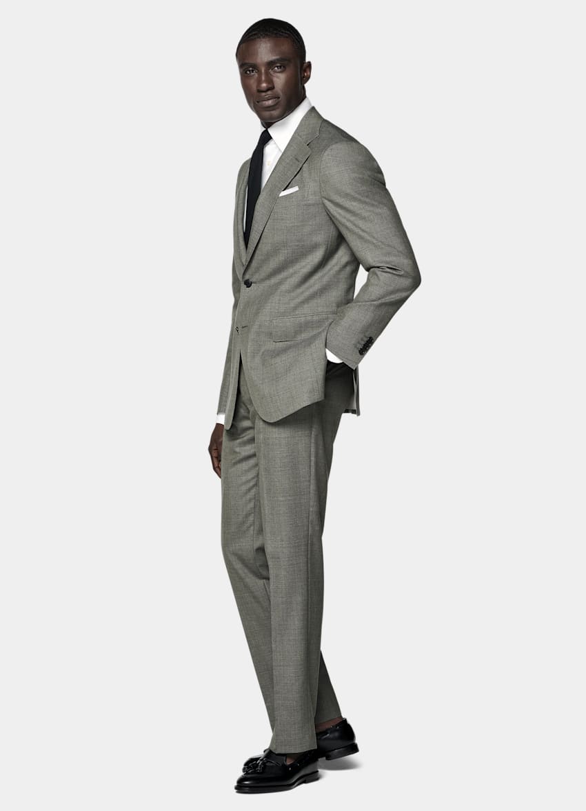 SUITSUPPLY All Season Pure Tropical Wool by Vitale Barberis Canonico, Italy Mid Green Perennial Tailored Fit Havana Suit