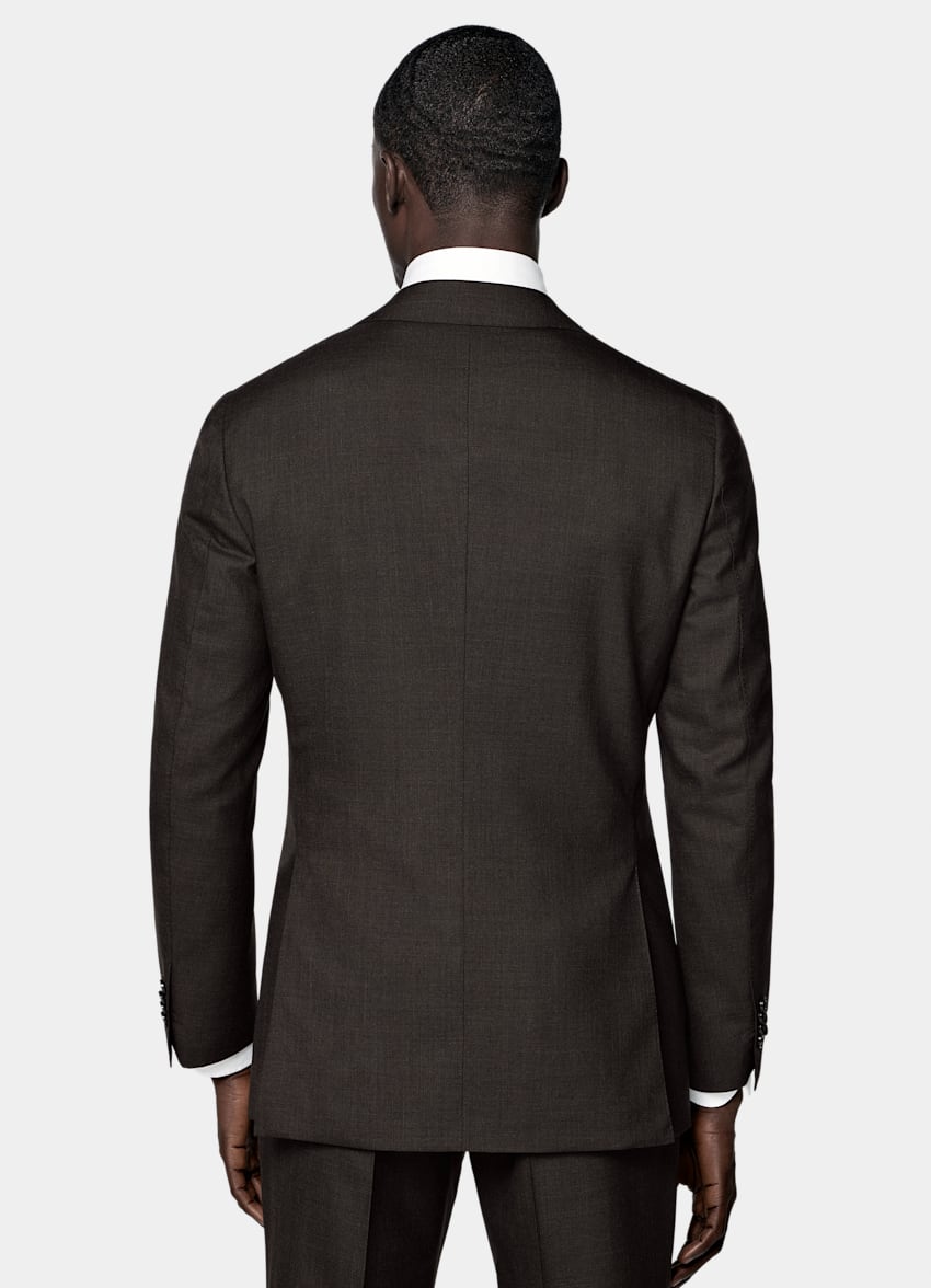 SUITSUPPLY All Season Pure Tropical Wool by Vitale Barberis Canonico, Italy Dark Brown Perennial Tailored Fit Havana Suit