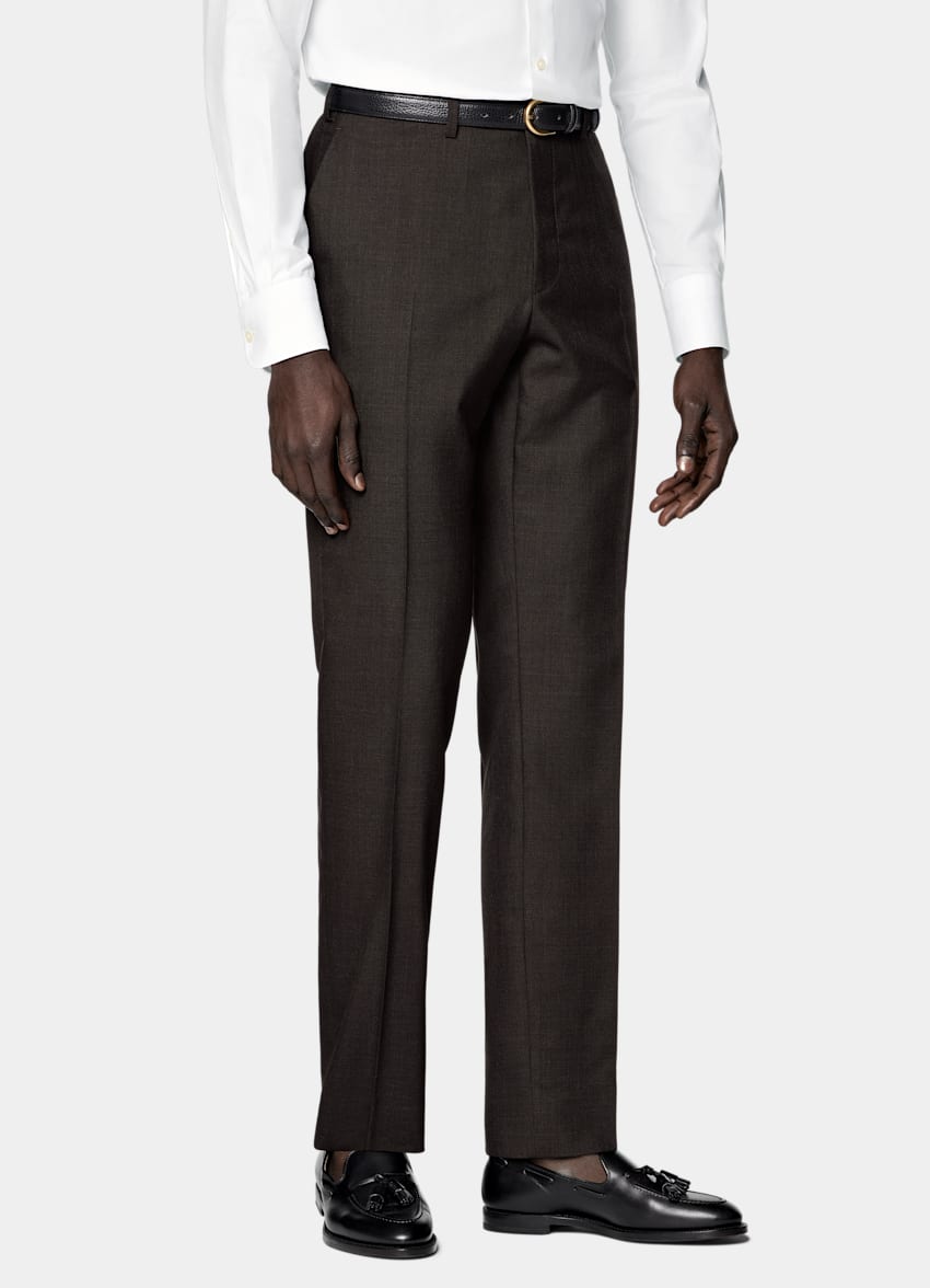 SUITSUPPLY All Season Pure Tropical Wool by Vitale Barberis Canonico, Italy Dark Brown Perennial Tailored Fit Havana Suit