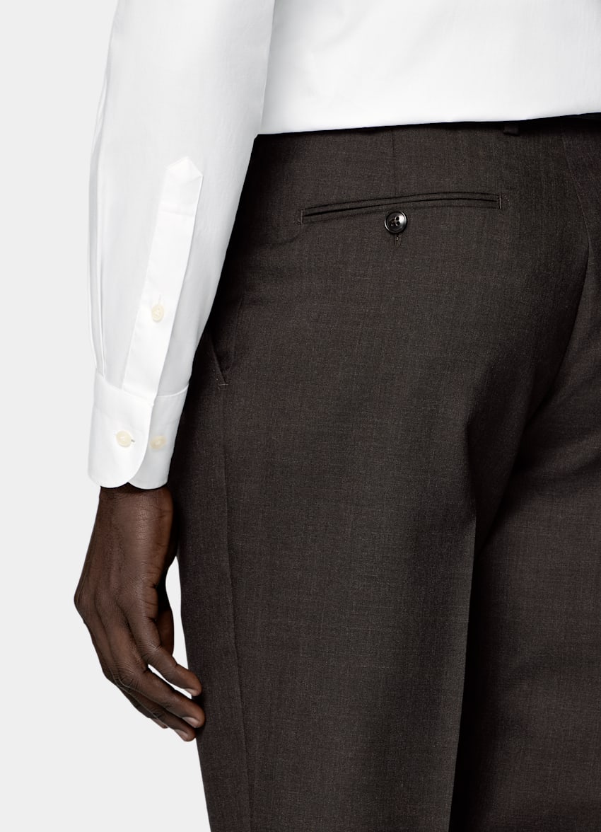 SUITSUPPLY All Season Pure Tropical Wool by Vitale Barberis Canonico, Italy Dark Brown Perennial Tailored Fit Havana Suit