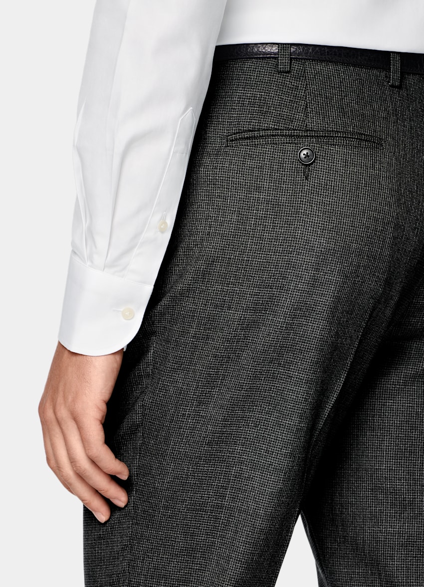 SUITSUPPLY All Season Pure Tropical Wool by Vitale Barberis Canonico, Italy Dark Grey Perennial Tailored Fit Havana Suit