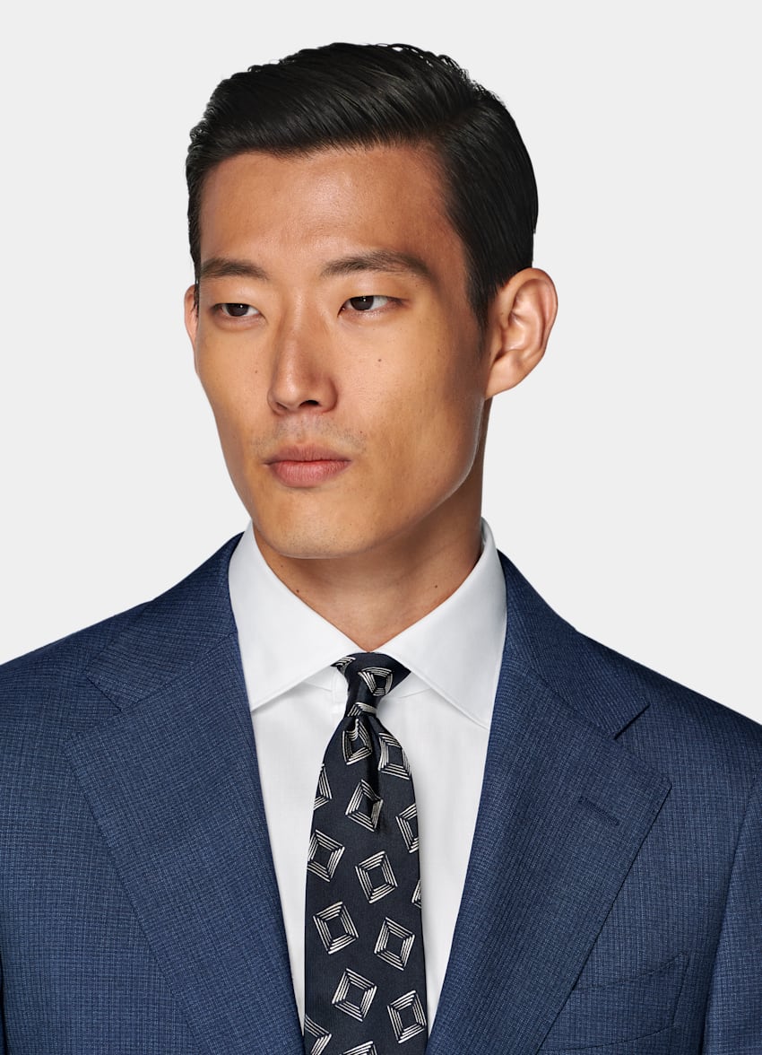 SUITSUPPLY All Season Pure Tropical Wool by Vitale Barberis Canonico, Italy Mid Blue Perennial Tailored Fit Havana Suit