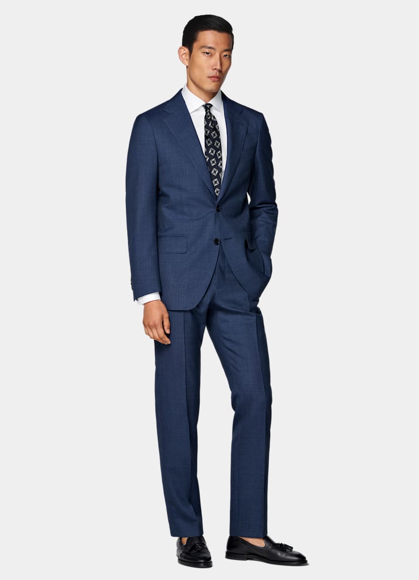 SUITSUPPLY All Season Pure Tropical Wool by Vitale Barberis Canonico, Italy Mid Blue Perennial Tailored Fit Havana Suit