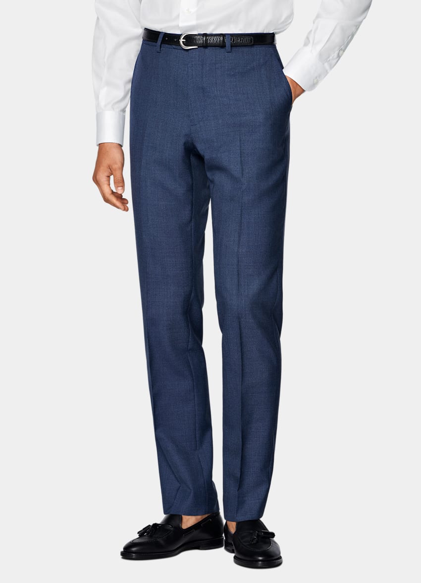 SUITSUPPLY All Season Pure Tropical Wool by Vitale Barberis Canonico, Italy Mid Blue Perennial Tailored Fit Havana Suit