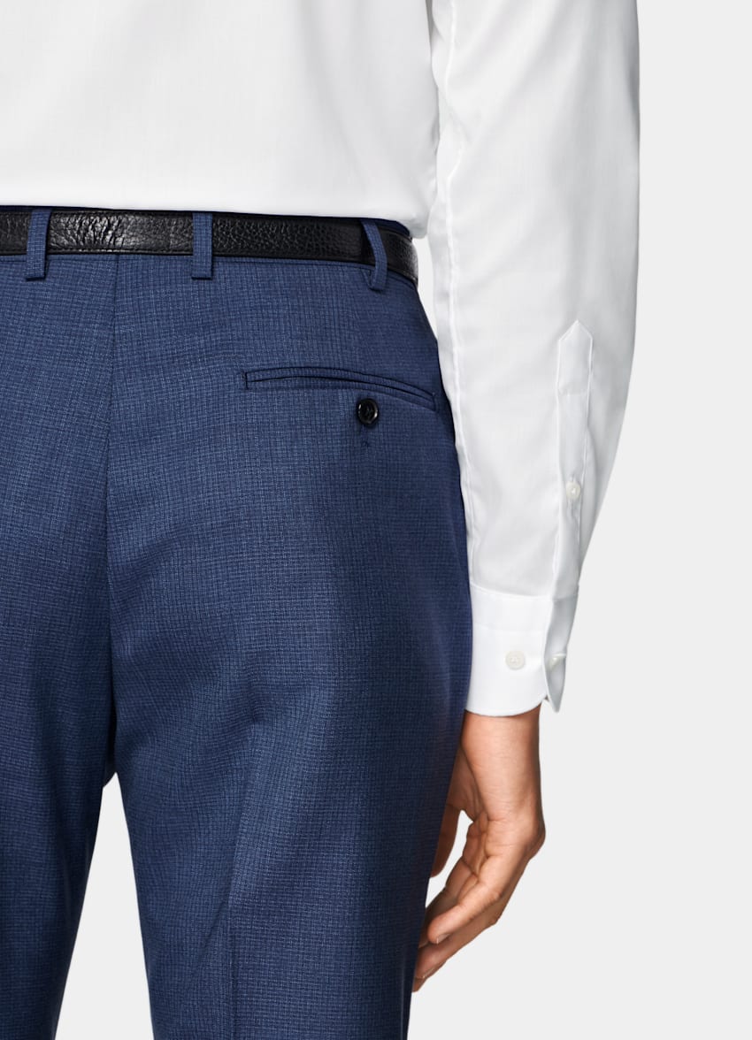 SUITSUPPLY All Season Pure Tropical Wool by Vitale Barberis Canonico, Italy Mid Blue Perennial Tailored Fit Havana Suit