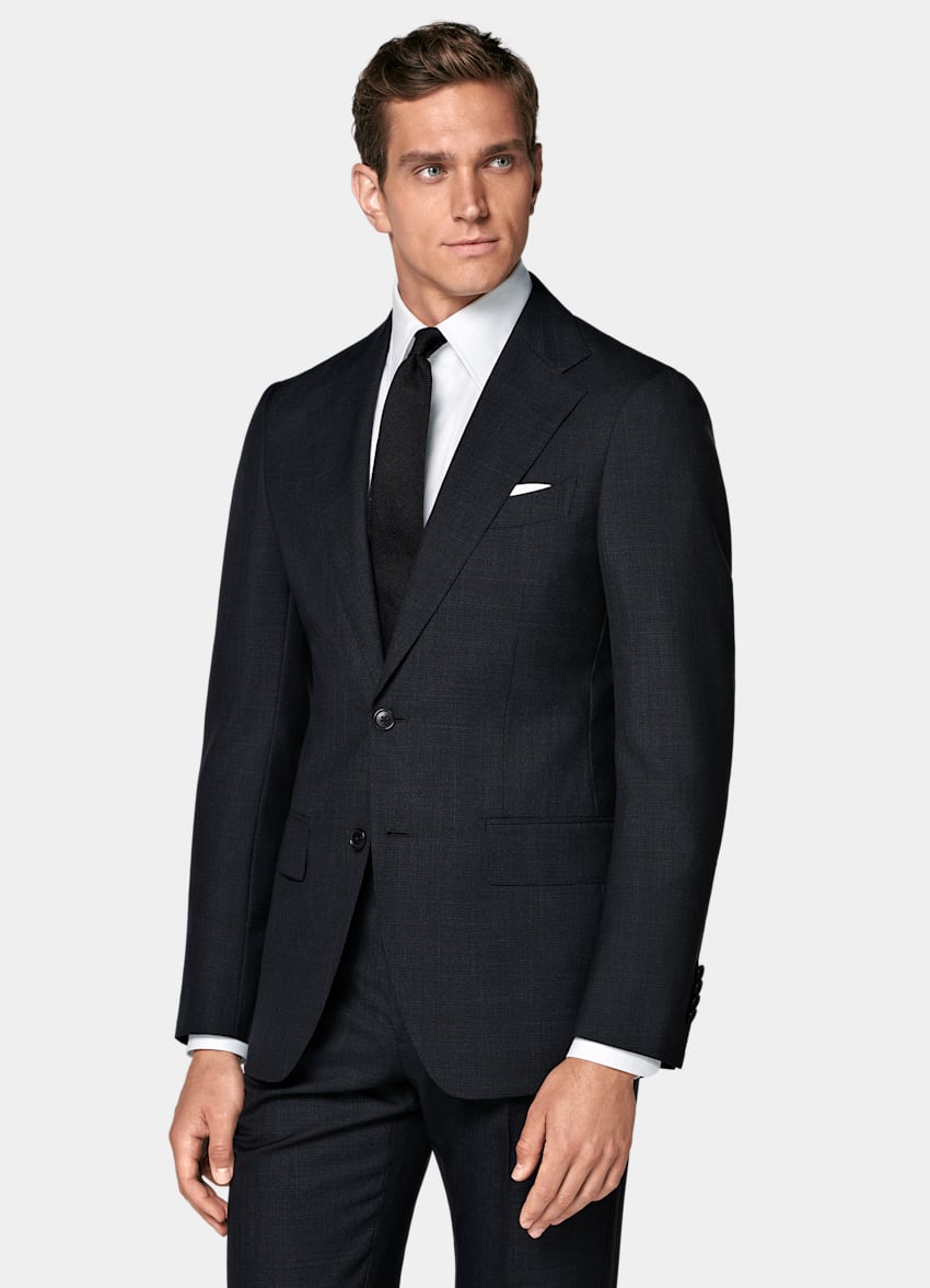 SUITSUPPLY All Season Pure Tropical Wool by Vitale Barberis Canonico, Italy Navy Perennial Tailored Fit Havana Suit