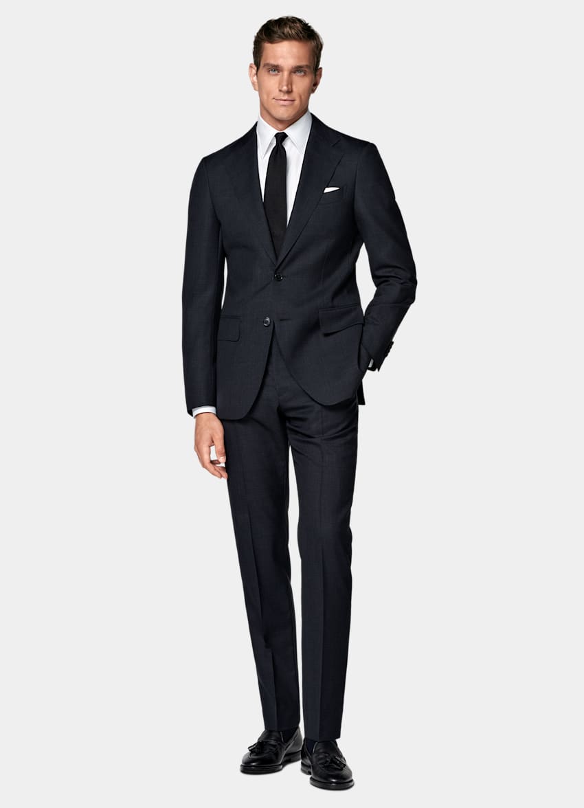 SUITSUPPLY All Season Pure Tropical Wool by Vitale Barberis Canonico, Italy Navy Perennial Tailored Fit Havana Suit