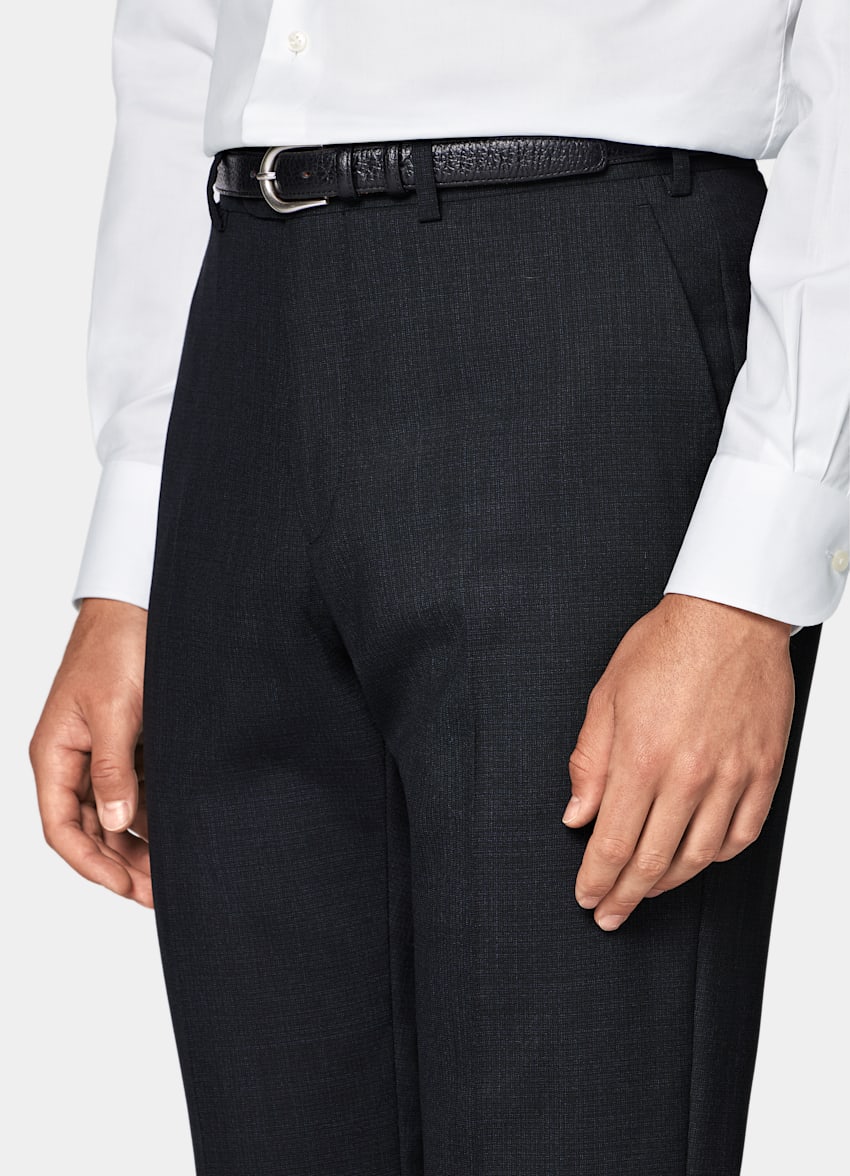 SUITSUPPLY All Season Pure Tropical Wool by Vitale Barberis Canonico, Italy Navy Perennial Tailored Fit Havana Suit