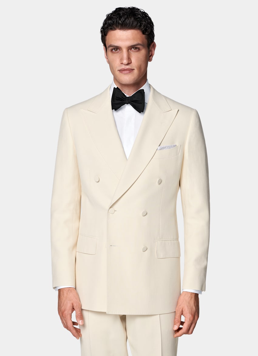 SUITSUPPLY All season Viscose laine par Emmetex, Italie Smoking Milano coupe Tailored blanc cassé