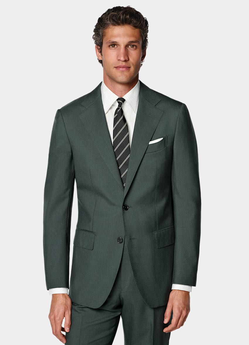 SUITSUPPLY All season Pure laine tropicale par Vitale Barberis Canonico, Italie Costume Perennial Havana coupe Tailored vert fonc&eacute;