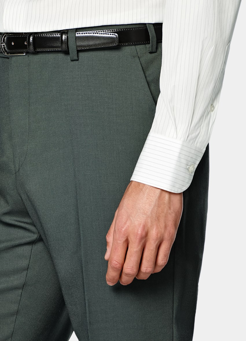 SUITSUPPLY All season Pure laine tropicale par Vitale Barberis Canonico, Italie Costume Perennial Havana coupe Tailored vert fonc&eacute;