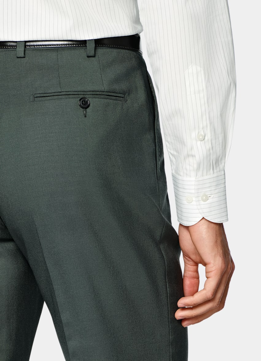 SUITSUPPLY All season Pure laine tropicale par Vitale Barberis Canonico, Italie Costume Perennial Havana coupe Tailored vert fonc&eacute;