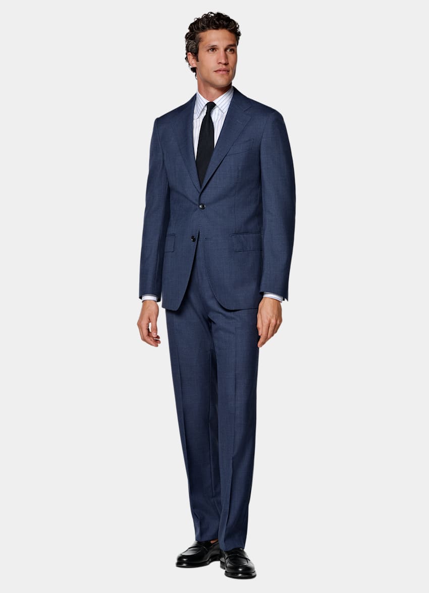 SUITSUPPLY All season Reine tropische Wolle von Vitale Barberis Canonico, Italien Havana Perennial Anzug mittelblau Tailored Fit