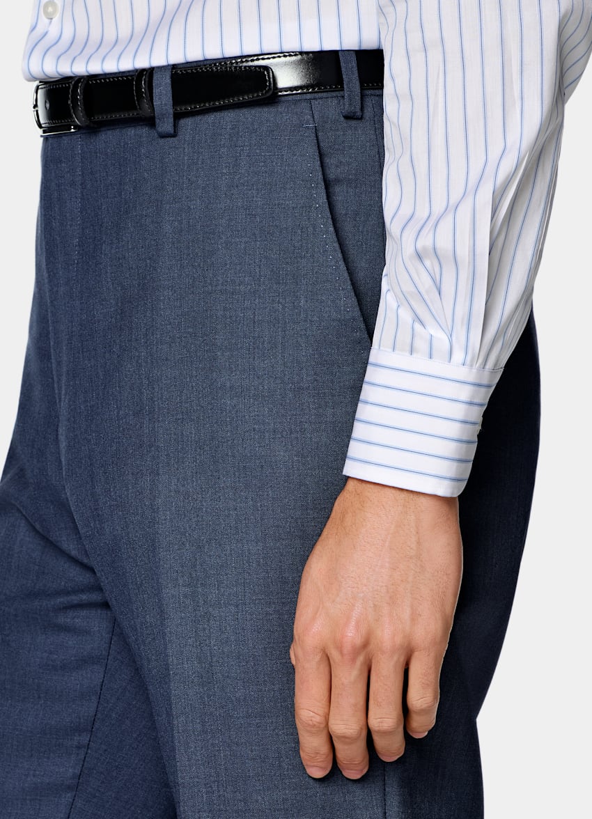 SUITSUPPLY All season Reine tropische Wolle von Vitale Barberis Canonico, Italien Havana Perennial Anzug mittelblau Tailored Fit