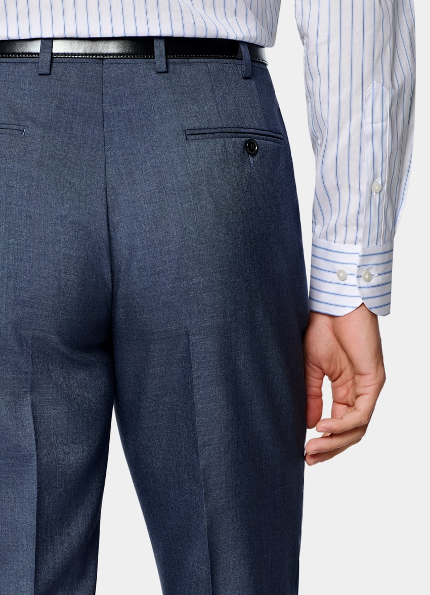 SUITSUPPLY All season Reine tropische Wolle von Vitale Barberis Canonico, Italien Havana Perennial Anzug mittelblau Tailored Fit