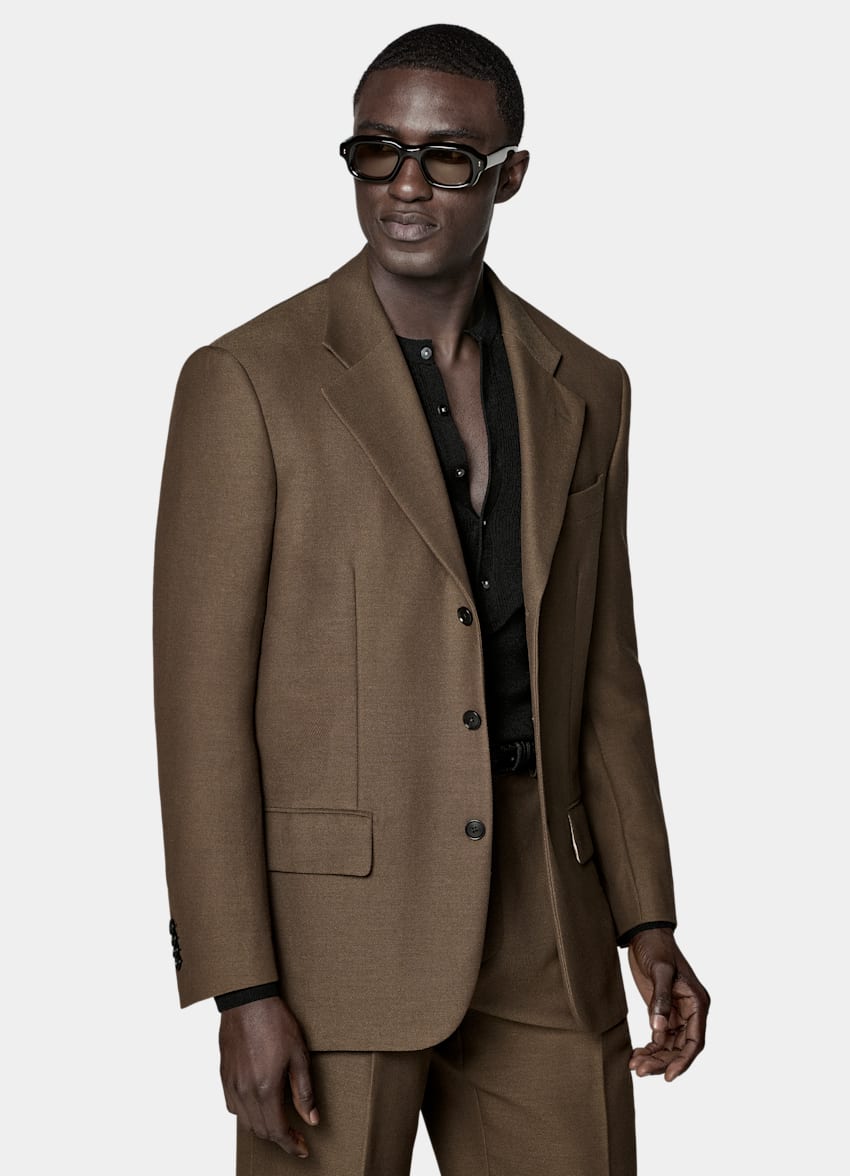 SUITSUPPLY All Season Wool Mohair Silk by Cerruti, Italy Mid Green Relaxed Fit Brera Suit