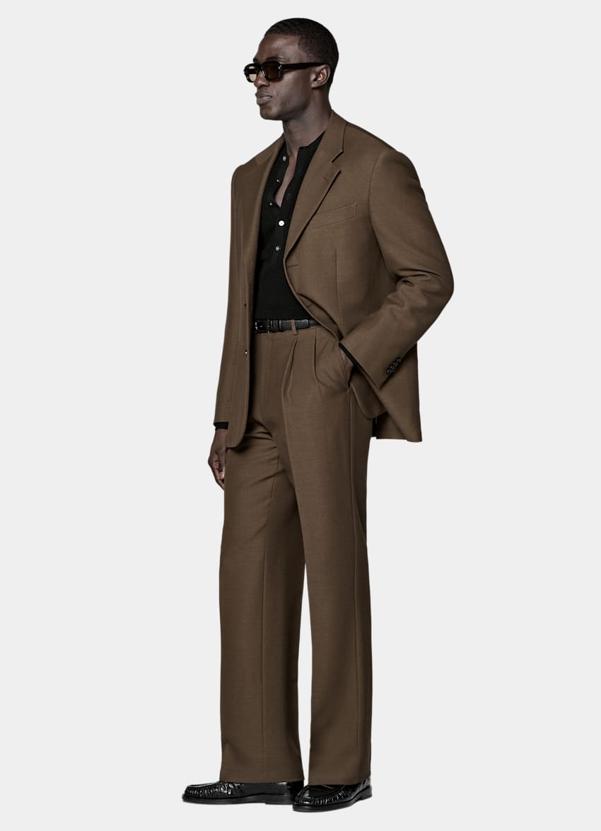 SUITSUPPLY All Season Wool Mohair Silk by Cerruti, Italy Mid Green Relaxed Fit Brera Suit