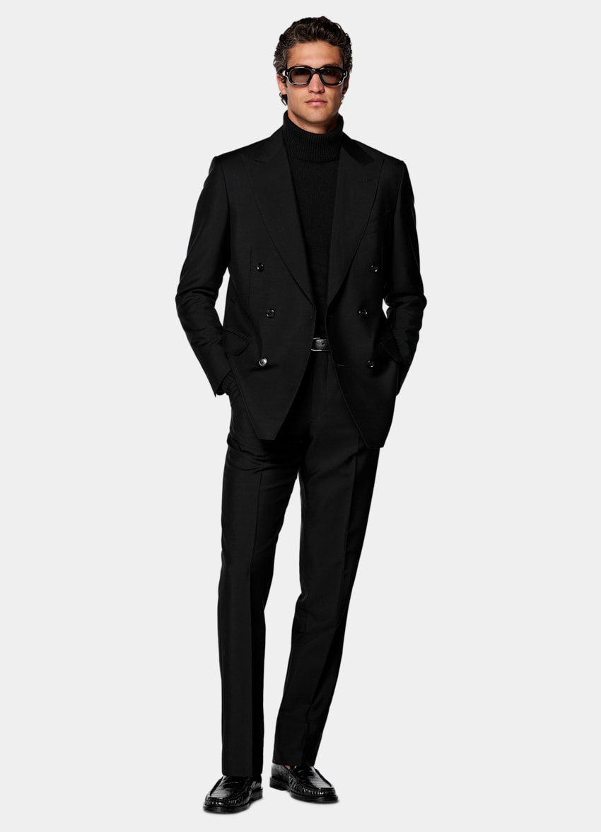 SUITSUPPLY All season Laine et mohair par Vitale Barberis Canonico, Italie Costume Milano coupe Tailored noir
