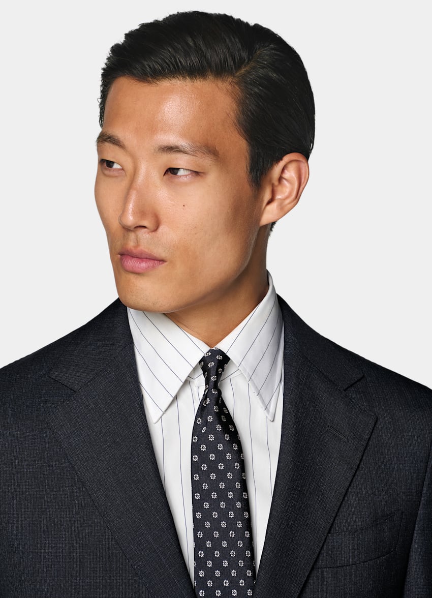 SUITSUPPLY All Season Pure Tropical Wool by Vitale Barberis Canonico, Italy Navy Perennial Tailored Fit Havana Suit