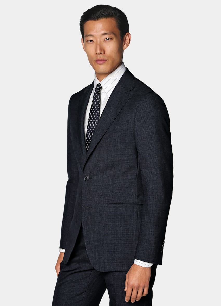 SUITSUPPLY All Season Pure Tropical Wool by Vitale Barberis Canonico, Italy Navy Perennial Tailored Fit Havana Suit
