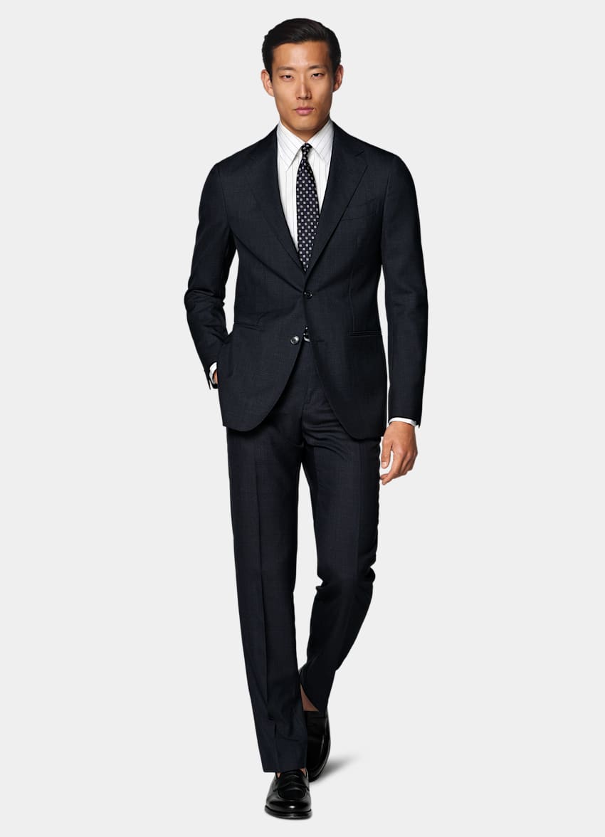 SUITSUPPLY All Season Pure Tropical Wool by Vitale Barberis Canonico, Italy Navy Perennial Tailored Fit Havana Suit