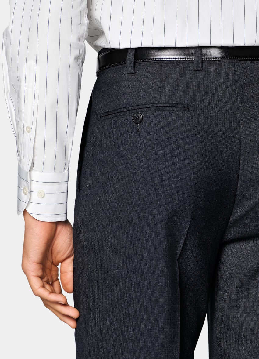 SUITSUPPLY All Season Pure Tropical Wool by Vitale Barberis Canonico, Italy Navy Perennial Tailored Fit Havana Suit