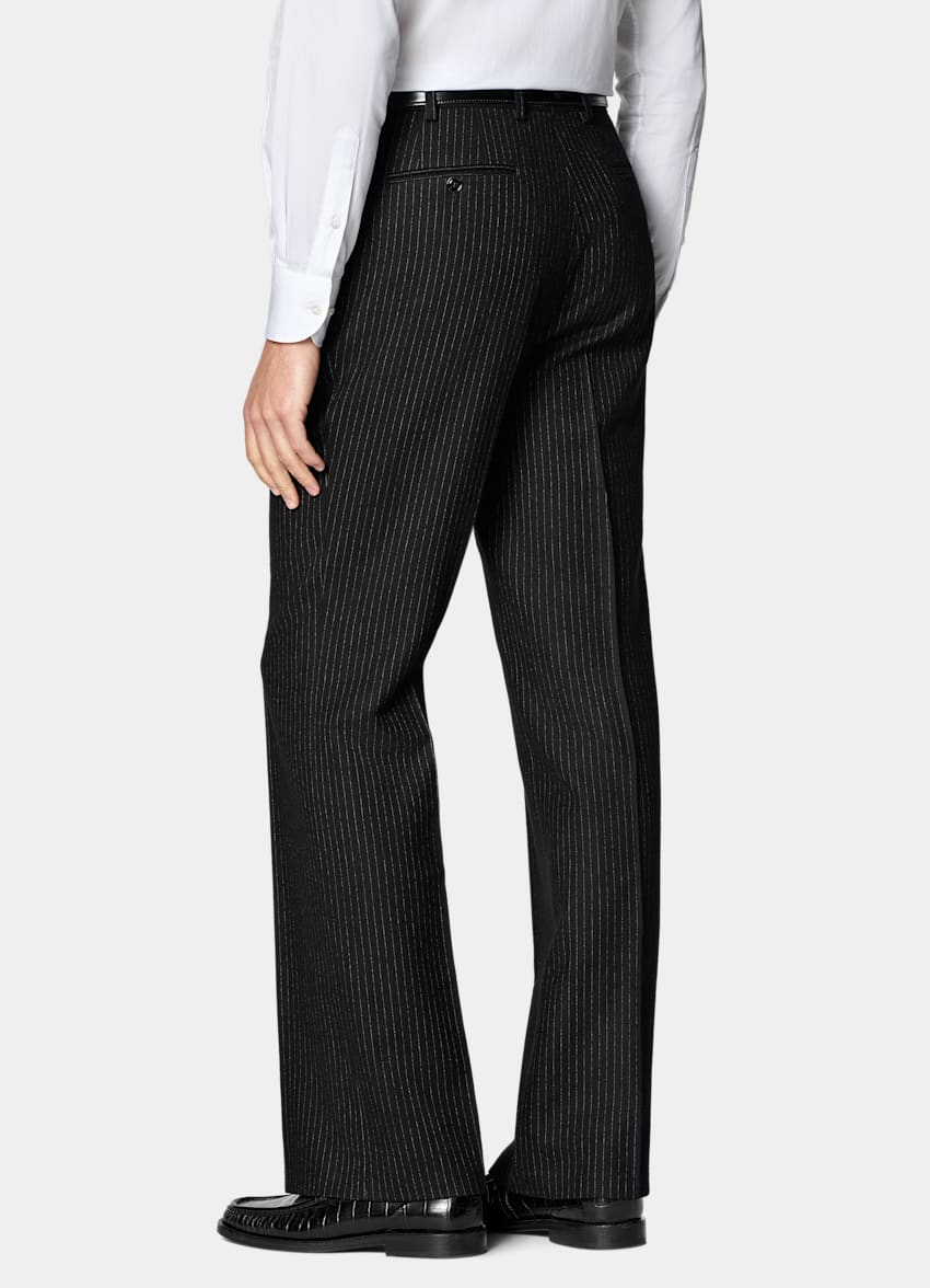 SUITSUPPLY Winter Pure Wool by Savile Clifford, United Kingdom Black Striped Tailored Fit Milano Suit