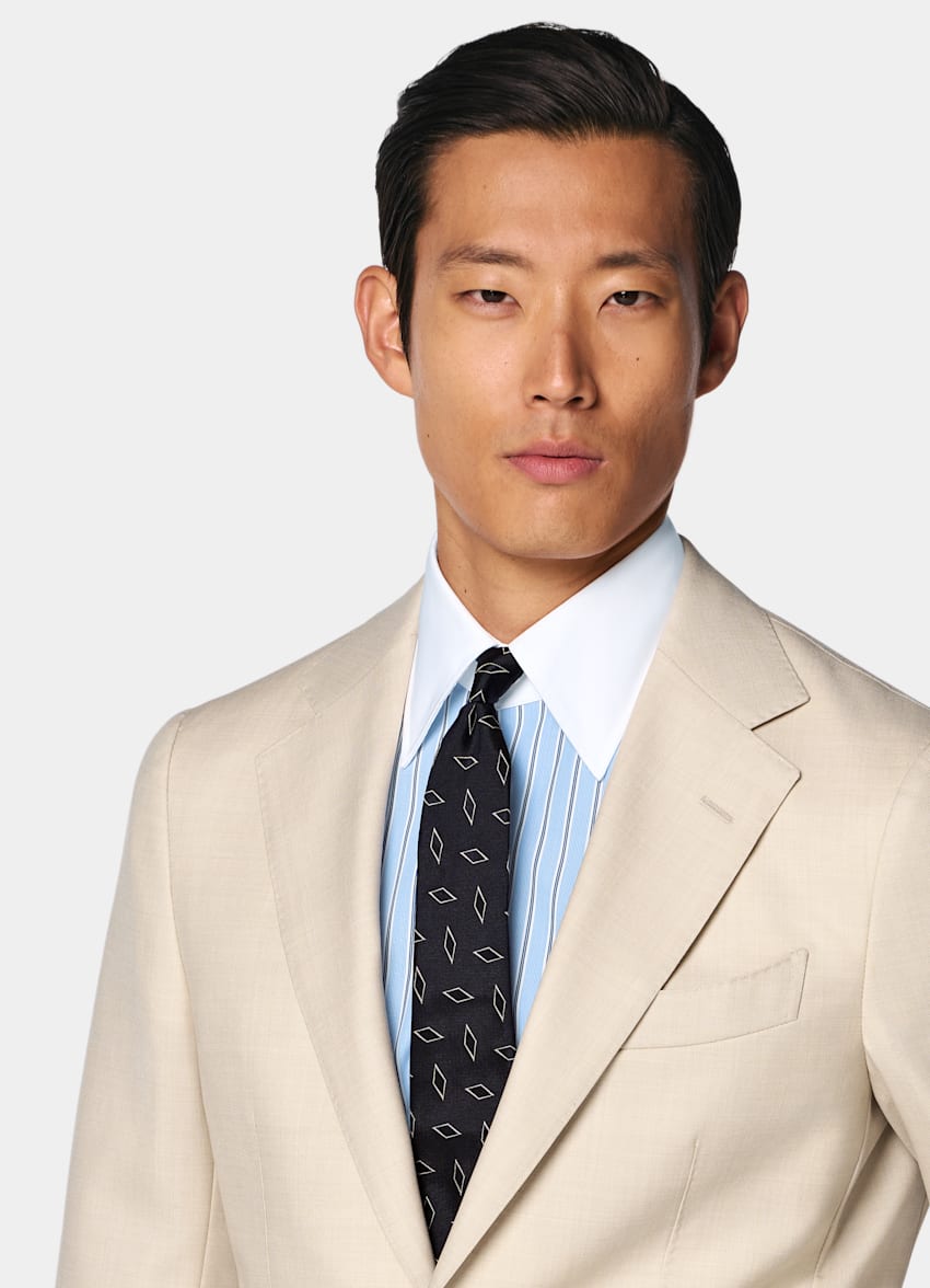 SUITSUPPLY All Season Pure Tropical Wool by Vitale Barberis Canonico, Italy Light Brown Perennial Tailored Fit Havana Suit