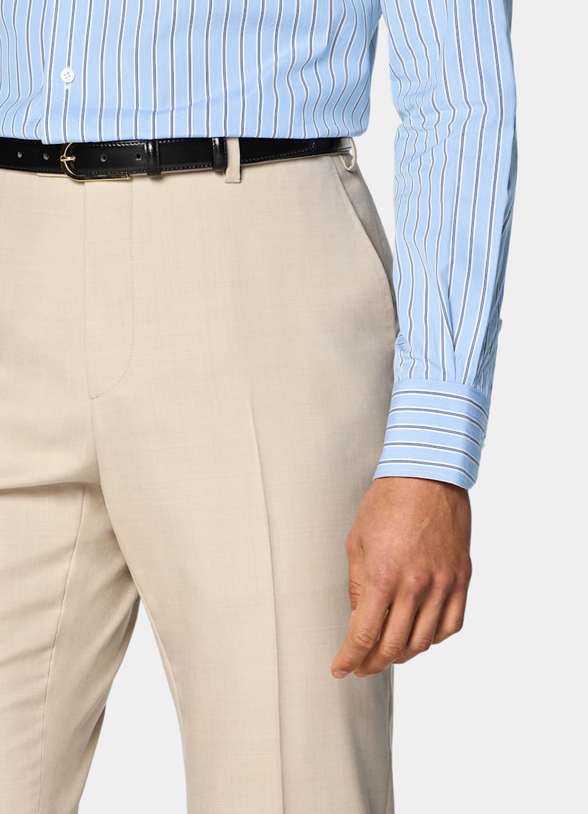 SUITSUPPLY All Season Pure Tropical Wool by Vitale Barberis Canonico, Italy Light Brown Perennial Tailored Fit Havana Suit