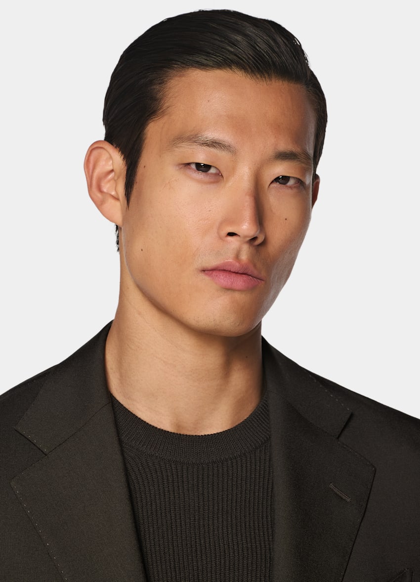SUITSUPPLY All Season Pure Tropical Wool von Vitale Barberis Canonico, Italien Dark Brown Perennial Tailored Fit Havana Suit
