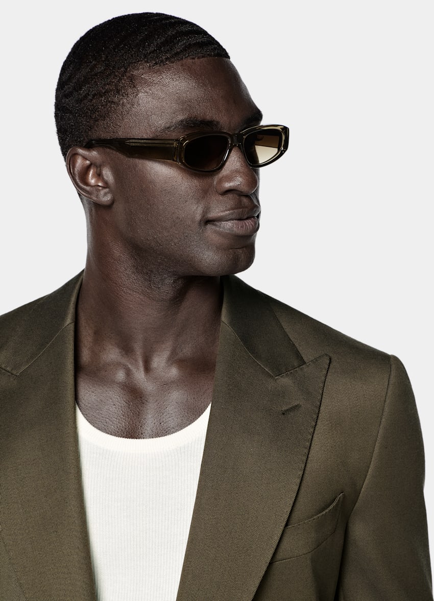 SUITSUPPLY All Season Pure S120's Wool by E.Thomas, Italy Dark Green Tailored Fit Milano Suit