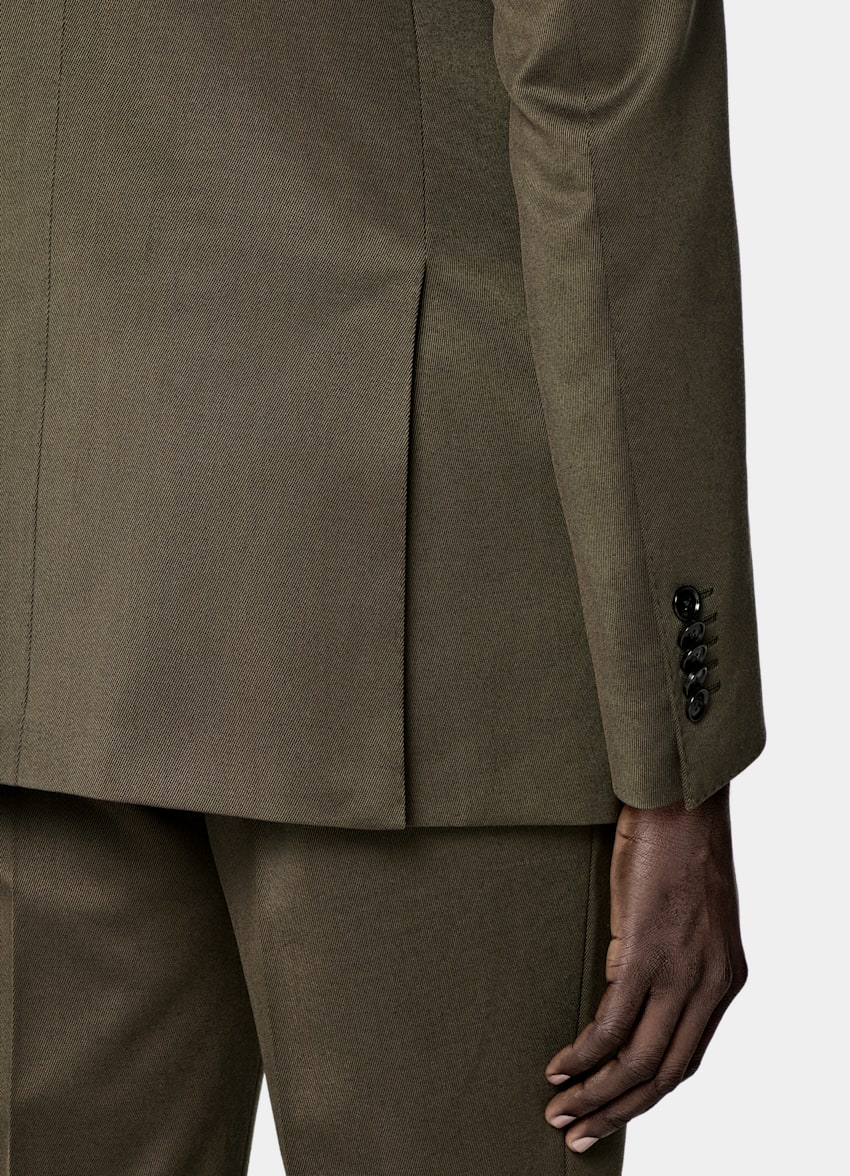 SUITSUPPLY All Season Pure S120's Wool by E.Thomas, Italy Dark Green Tailored Fit Milano Suit