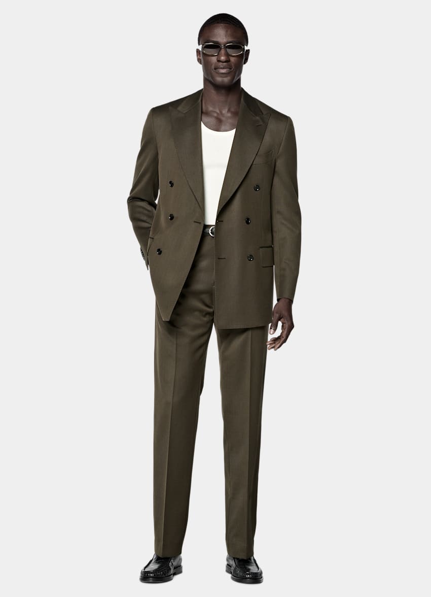 SUITSUPPLY All Season Pure S120's Wool by E.Thomas, Italy Dark Green Tailored Fit Milano Suit