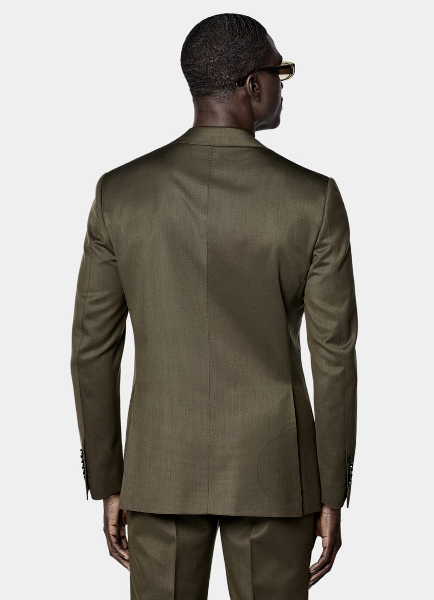 SUITSUPPLY All Season Pure S120's Wool by E.Thomas, Italy Dark Green Tailored Fit Milano Suit