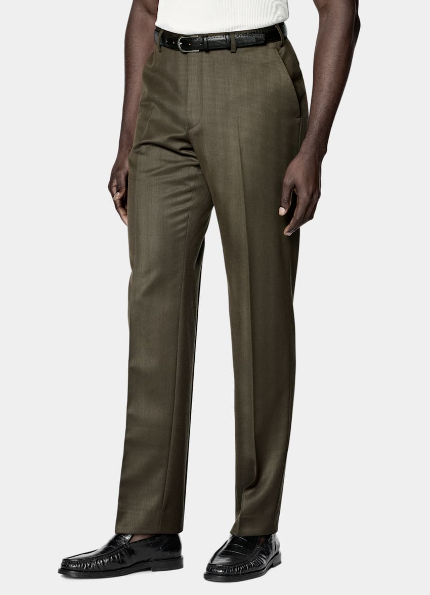 SUITSUPPLY All Season Pure S120's Wool by E.Thomas, Italy Dark Green Tailored Fit Milano Suit