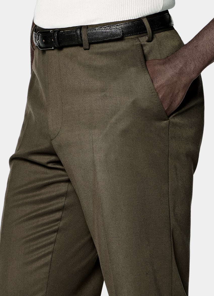 SUITSUPPLY All Season Pure S120's Wool by E.Thomas, Italy Dark Green Tailored Fit Milano Suit