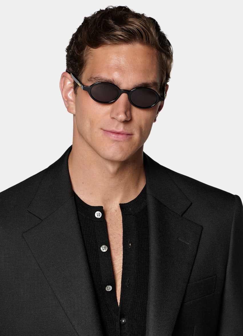 SUITSUPPLY All Season Wool Mohair par Rogna, Italie Black Relaxed Fit Roma Suit