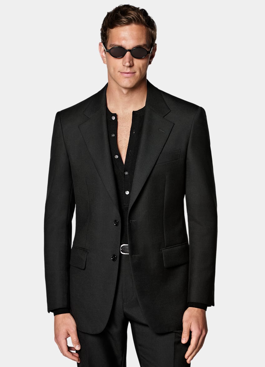 SUITSUPPLY All Season Wool Mohair par Rogna, Italie Black Relaxed Fit Roma Suit