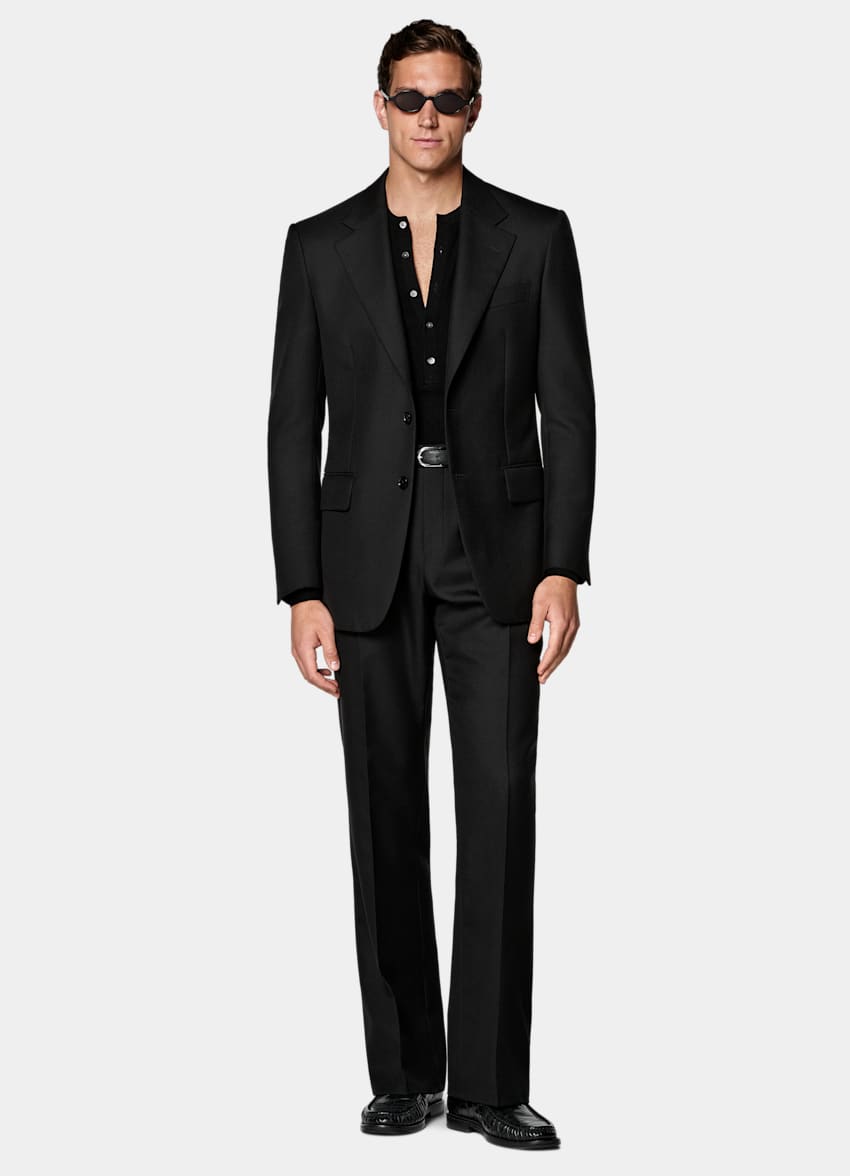 SUITSUPPLY All Season Wool Mohair par Rogna, Italie Black Relaxed Fit Roma Suit